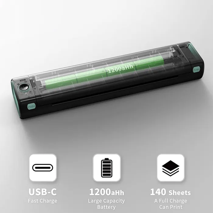 🔥 Imprimante portable sans fil 📠 🛜 🖨️| Compatible avec les téléphones mobiles et les ordinateurs portables 💻📱