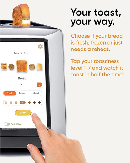 Grille-pain tactile haute vitesse, grille-pain intelligent 2 tranches avec technologie brevetée et mode panini 🍞👌