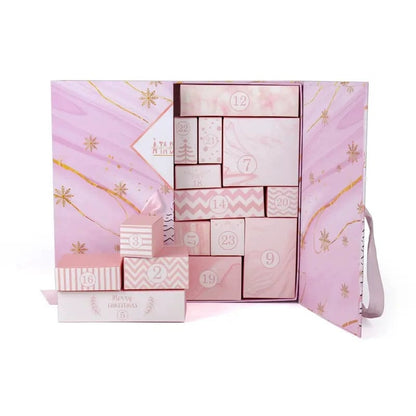 Calendrier de l’Avent Pink Marble 2025 – Boîte de compte à rebours de Noël sur 24 jours