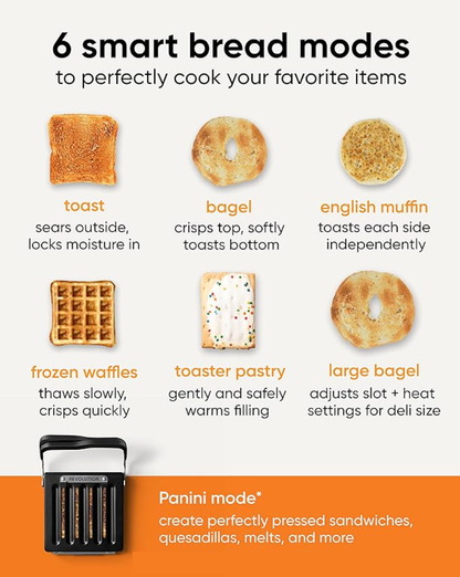 Grille-pain tactile haute vitesse, grille-pain intelligent 2 tranches avec technologie brevetée et mode panini 🍞👌