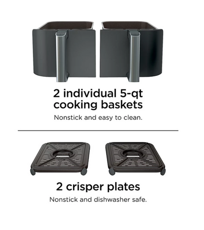 🔥 Friteuse à Air de 9.5L - 12.5L Litres à Double Panier 🍤 (Grande Capacité)