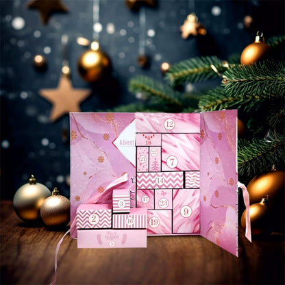 Calendrier de l’Avent Pink Marble 2025 – Boîte de compte à rebours de Noël sur 24 jours