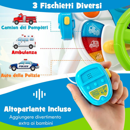 Simulatore di Guida Interattivo per Bambini con Volante, Pedali, Luci, Suoni e Sgabello 🏎️