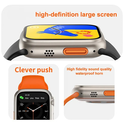 Montre intelligente série Ultra 49 mm, 2,2 pouces, montres de fitness pour femmes et hommes, modes d'exercice, applications de suivi du sommeil, montre résistante à l'eau pour iOS et Android