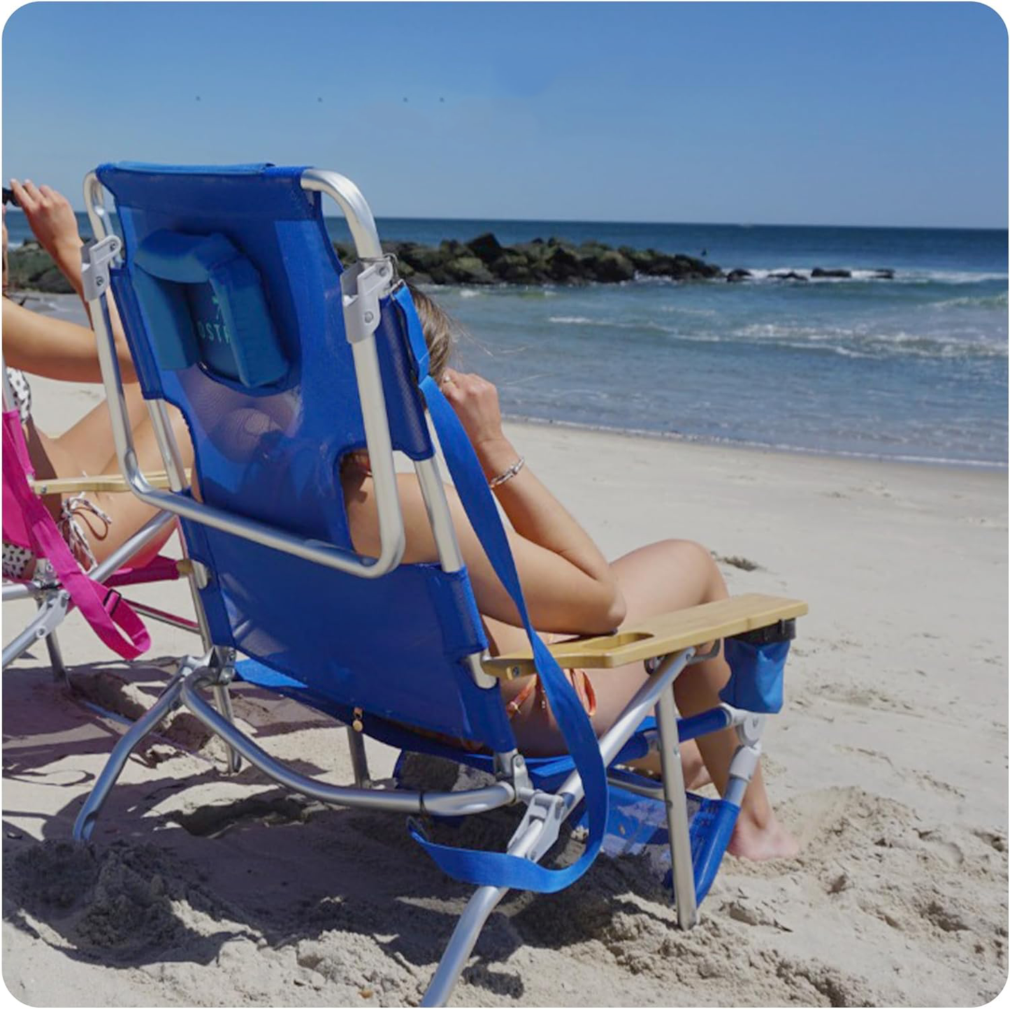 Sedia da spiaggia reclinabile portatile 3 in 1 con borsa termica 🎁