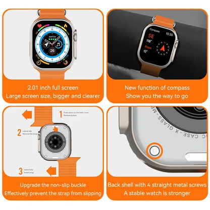 Montre intelligente série Ultra 49 mm, 2,2 pouces, montres de fitness pour femmes et hommes, modes d'exercice, applications de suivi du sommeil, montre résistante à l'eau pour iOS et Android