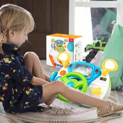Simulatore di Guida Interattivo per Bambini con Volante, Pedali, Luci, Suoni e Sgabello 🏎️