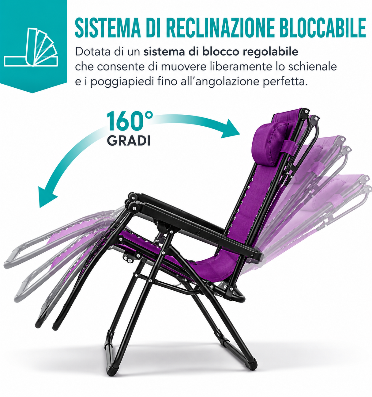Sedia a Sdraio Reclinabile Zero Gravity Pieghevole da Esterno con Tettuccio Parasole Regolabile ⛱️