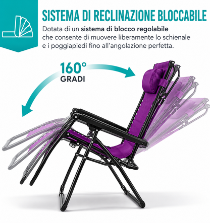 Sedia a Sdraio Reclinabile Zero Gravity Pieghevole da Esterno con Tettuccio Parasole Regolabile ⛱️