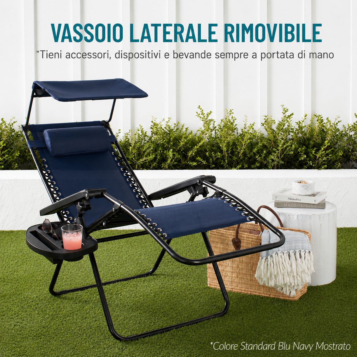 Sedia a Sdraio Reclinabile Zero Gravity Pieghevole da Esterno con Tettuccio Parasole Regolabile ⛱️