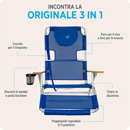 Sedia da spiaggia reclinabile portatile 3 in 1 con borsa termica 🎁