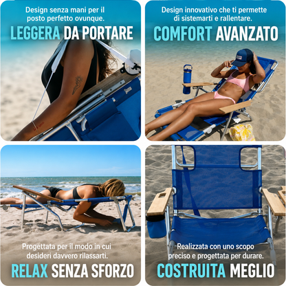 Sedia da spiaggia reclinabile portatile 3 in 1 con borsa termica 🎁