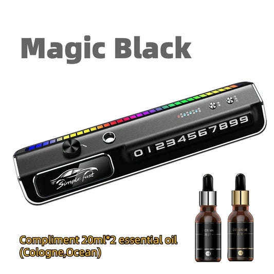 Multi Functional Intelligent Spray Car Fragrance Temporary Parking Phone Number Plate Car Ambient Light Interior Decorations