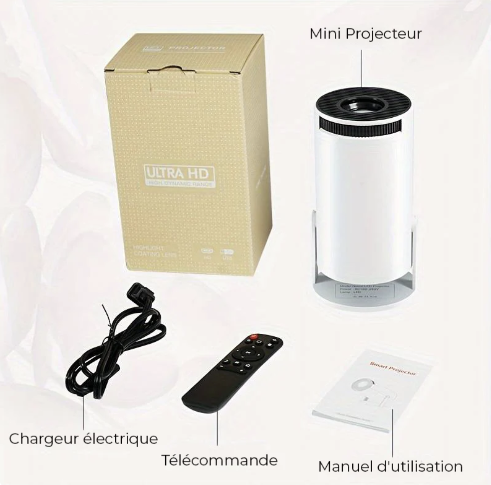 Mini Projecteur Ciné 4K | Écran Géant, 130 pouces