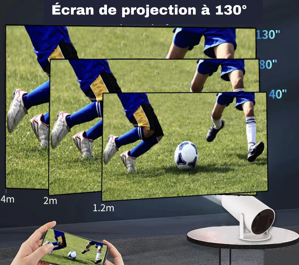 Mini Projecteur Ciné 4K | Écran Géant, 130 pouces