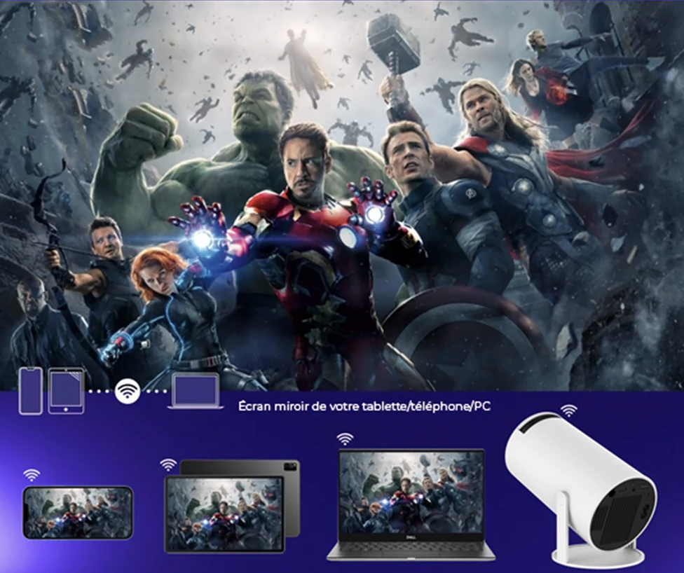 Mini Projecteur Ciné 4K | Écran Géant, 130 pouces