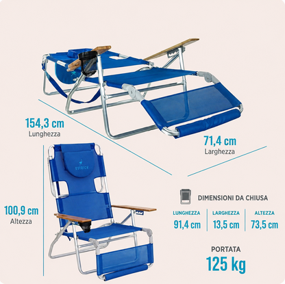 Sedia da spiaggia reclinabile portatile 3 in 1 con borsa termica 🎁
