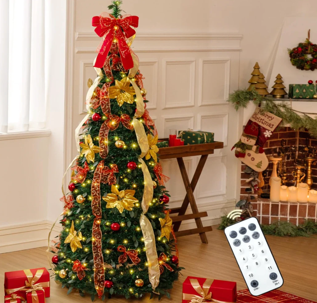 Sapin de Noël pré-décoré – Montez-le en 60 secondes 🎅🎄