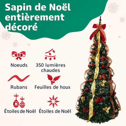 Sapin de Noël pré-décoré – Montez-le en 60 secondes 🎅
