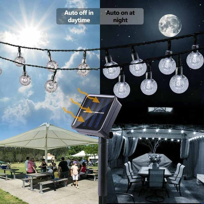 Guirlande lumineuse extérieure à LED étanche à l'énergie solaire